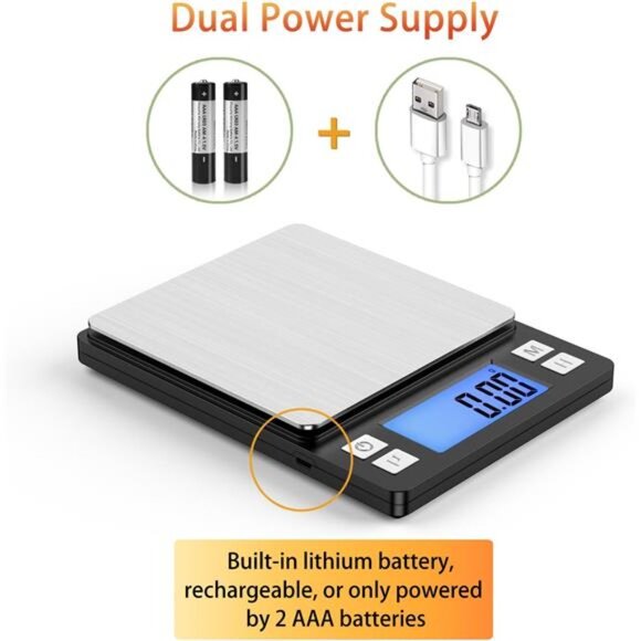 0.01g/1kg Upgraded Small Digital Scale, USB Rechargeable, with Larger - Picture 5 of 8
